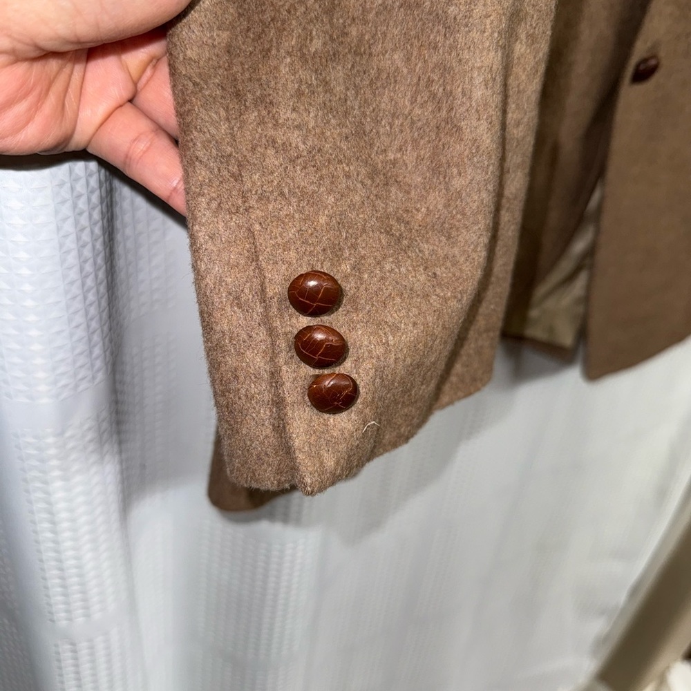 Vintage Chaps by Ralph Lauren Camel Hair Blazer W/ leather buttons approx size L - Picture 11 of 17